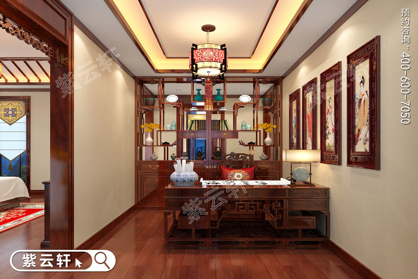 中式<a href=http://m.evcarfamily.com/shufangzhs/ target=_blank class=infotextkey>書房裝修效果圖</a>